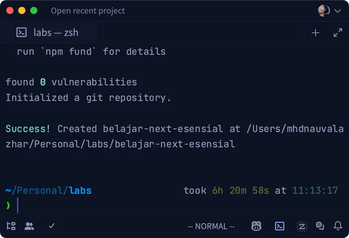 Proses instalasi dependencies selesai