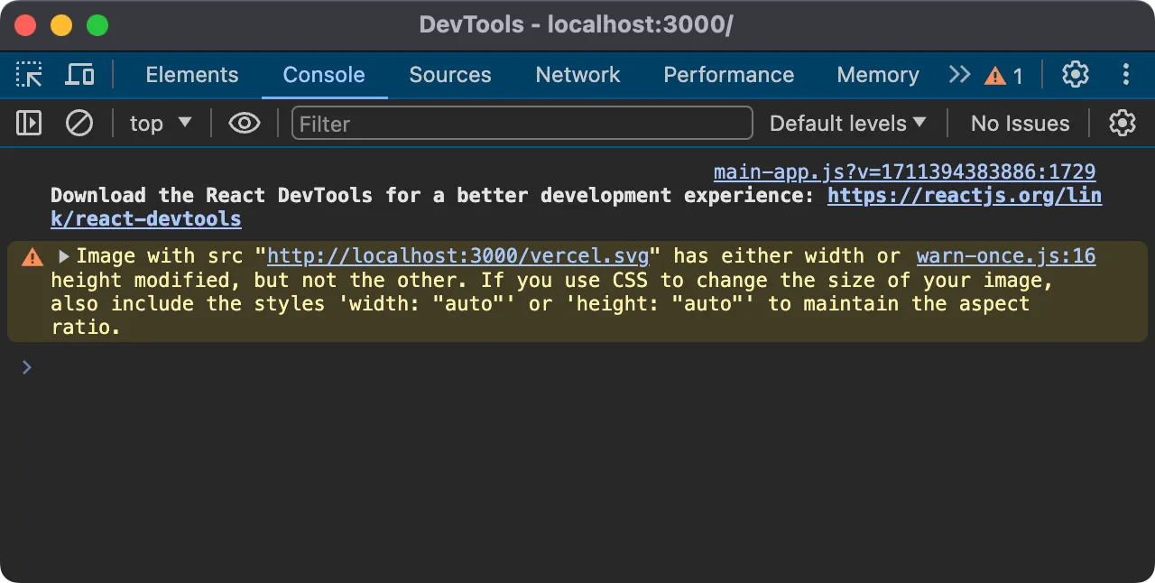 Tidak ada tulisan “Render” di dalam console dev tools