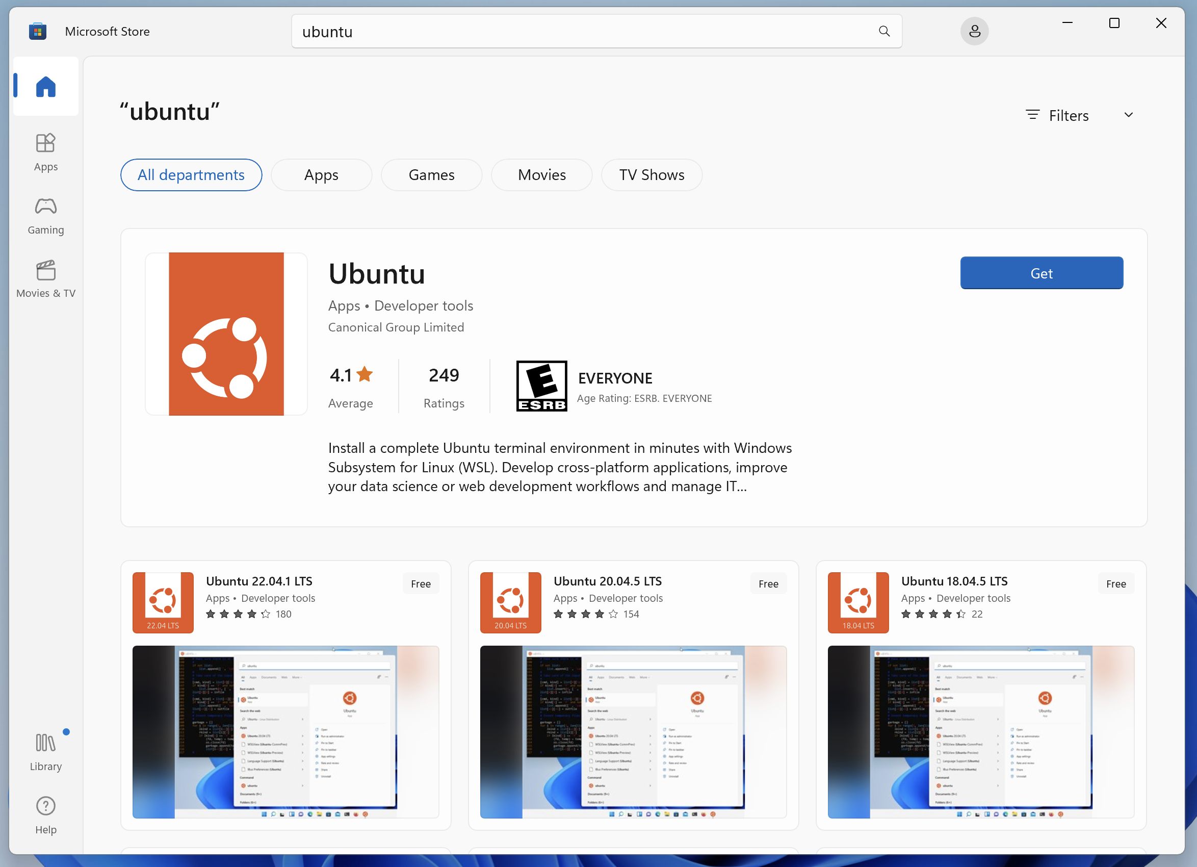 Mencari aplikasi Ubuntu